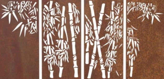 Pannelli d'acciaio decorativi rustici di Corten di progettazione del bambù del montaggio della parete del giardino