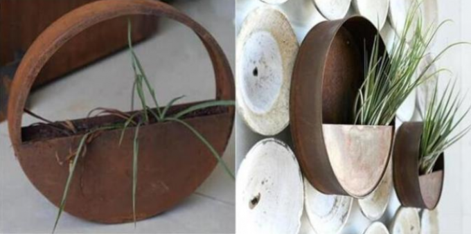 Metà d'acciaio di Corten del metallo della decorazione domestica della parete intorno ai vasi da fiori di attaccatura di parete