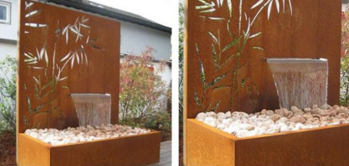 Fontana di bambù dello stagno d'acciaio di Corten del pannello del metallo del modello della decorazione del giardino