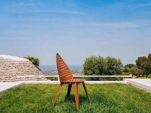 Sedia di giardino d'acciaio dei mobili metallici all'aperto di H97*L52.5*D60 cm con la parte posteriore a forma di foglia