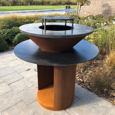 Griglia a carbone per barbecue all'aperto in acciaio corten da giardino in metallo pre arrugginita