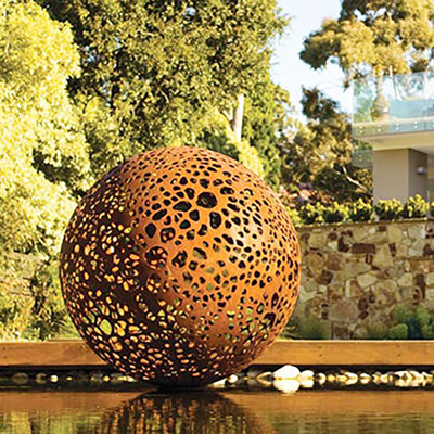 Metallo d'acciaio Art Statues della scultura di Corten della cavità della sfera astratta fuori