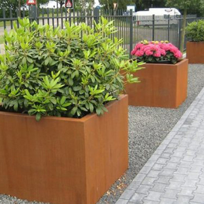 Il metallo che pianta vasi del giardino dell'interno all'aperto rettangolare della piantatrice della scatola i grandi fiorisce