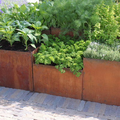 Il metallo che pianta vasi del giardino dell'interno all'aperto rettangolare della piantatrice della scatola i grandi fiorisce