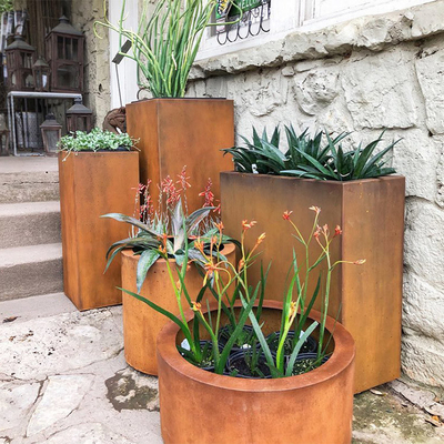 Personalizzi vasi da fiori quadrati all'aperto del metallo della piantatrice d'acciaio di Corten i grandi