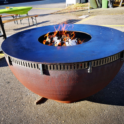 Deposito d'acciaio di cottura all'aperto del ceppo di Corten Ring Bbq Fire Pit With delle griglie del ODM dell'OEM