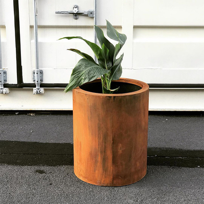 Piantatrici di Rusty Finish Round Corten Steel del fiore per il giardino