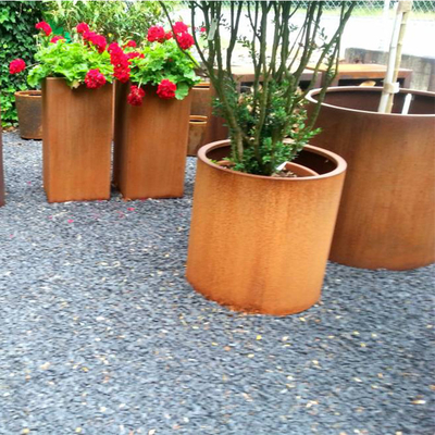 Piantatrici di Rusty Finish Round Corten Steel del fiore per il giardino