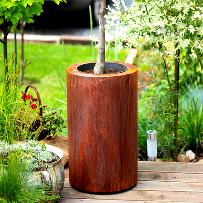 Piantatrici di Rusty Finish Round Corten Steel del fiore per il giardino