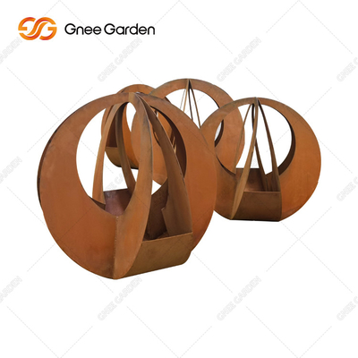 Piantatrice d'acciaio di Corten del giro personalizzabile di progettazione semplice con il piattino per la decorazione domestica