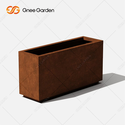 Vasi per piante in metallo personalizzati in acciaio Fioriera in acciaio corten a scatola lunga dal design moderno