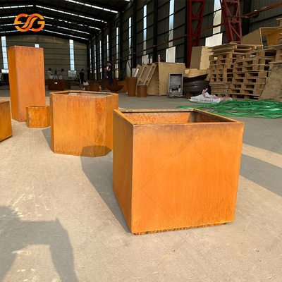 Quadrato d'acciaio Rusty Planter Boxes Weather Resistant di Corten per il fiore