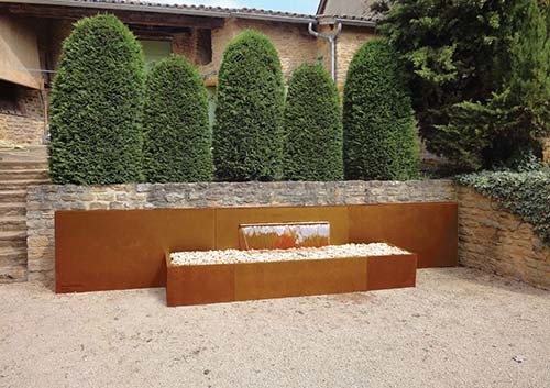 Paesaggio all'aperto del giardino della fontana d'acciaio moderna di Corten rettangolare