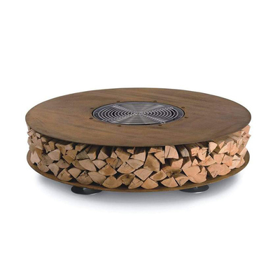 Fuoco di legno Pit Table With Chairs del supporto di Corten della legna da ardere dei mobili metallici all'aperto d'acciaio rotondi di stoccaggio