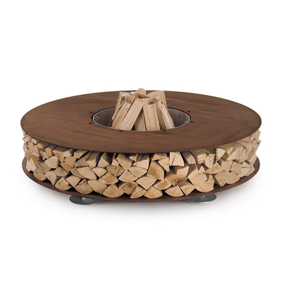 Fuoco di legno Pit Table With Chairs del supporto di Corten della legna da ardere dei mobili metallici all'aperto d'acciaio rotondi di stoccaggio