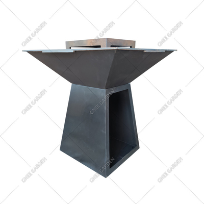 Barbecue braciere in acciaio Corten arrugginito con deposito di tronchi BBQ Grill a gas Griglia per barbecue all'aperto