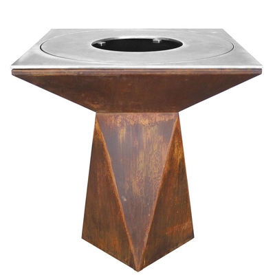 Pozzo del fuoco in acciaio Corten pre-arrugginito per cucinare all'aperto con barbecue