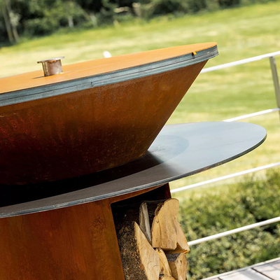 Bbq da Giardino per Esterni Griglia da Cucina Barbecue in Acciaio Corten a Legna