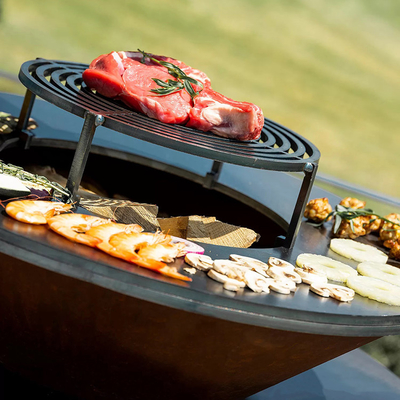 Bbq da Giardino per Esterni Griglia da Cucina Barbecue in Acciaio Corten a Legna