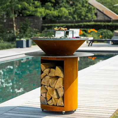 Griglia a carbone per barbecue all'aperto in acciaio corten da giardino in metallo pre arrugginita