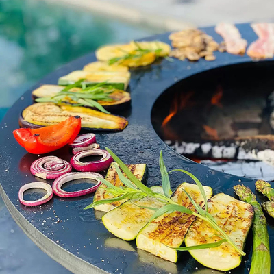 Griglia a carbone per barbecue all'aperto in acciaio corten da giardino in metallo pre arrugginita
