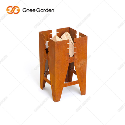 Pozzo di legno all'aperto del fuoco del bruciatore del giardino della Tabella della griglia del barbecue del quadrato d'acciaio di Corten