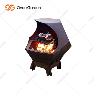 Griglia di cottura a carbone per barbecue in ferro corten a funzionamento semplice per feste all'aperto