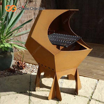 Griglia di cottura a carbone per barbecue in ferro corten a funzionamento semplice per feste all'aperto