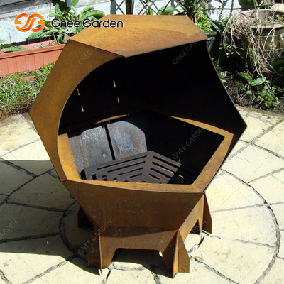 Griglia di cottura a carbone per barbecue in ferro corten a funzionamento semplice per feste all'aperto