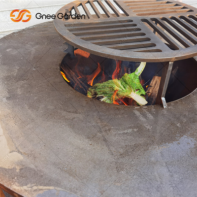 Il BARBECUE di Rusty Color Outdoor griglia il fumatore del carbone con il piatto di cottura del diametro 100cm del giro
