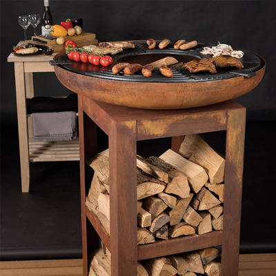 Griglia di campeggio bruciante del BARBECUE della cucina di Corten di legno d'acciaio all'aperto moderno della griglia