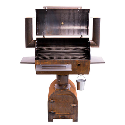 Fumatore d'acciaio all'aperto del carbone della griglia del fuoco del BARBECUE di Corten con il piatto della griglia di Plancha del cerchio