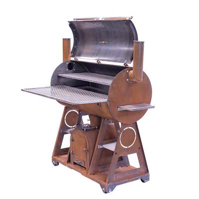 Fornello da campeggio per barbecue da esterno in acciaio corten con griglia di cottura