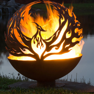 Progettazione Rusty Outdoor Metal Fire Ball del modello di Phoenix in acciaio di Corten
