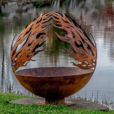Progettazione Rusty Outdoor Metal Fire Ball del modello di Phoenix in acciaio di Corten