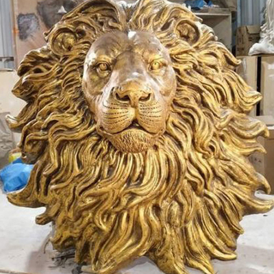 L'altezza a 18 pollici ha arrugginito ferro di Lion Face Sculpture Unique Cast