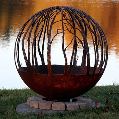Legno all'aperto che brucia il fuoco d'acciaio Pit Round Custom della sfera di Corten