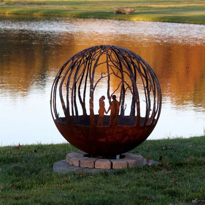 Legno all'aperto che brucia il fuoco d'acciaio Pit Round Custom della sfera di Corten