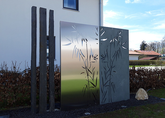 Il bambù modella gli ornamenti che del giardino del metallo il laser ha tagliato decorativo all'aperto dei pannelli dell'acciaio di Corten