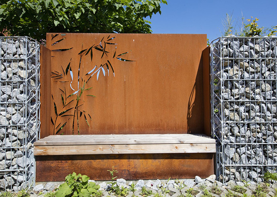 Il bambù modella gli ornamenti che del giardino del metallo il laser ha tagliato decorativo all'aperto dei pannelli dell'acciaio di Corten