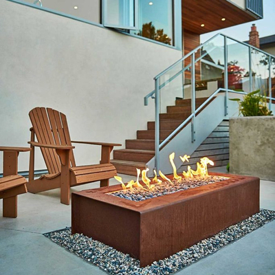 Pozzi del fuoco dell'acciaio di Corten del riscaldamento del propano del gas decorazione del cortile di 1200 x di 600 x di 320mm