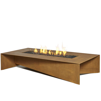 Combustione di legno della Tabella a 72 pollici di Rusty Rectangular Corten Steel Fire