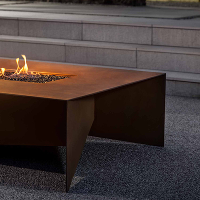 Combustione di legno della Tabella a 72 pollici di Rusty Rectangular Corten Steel Fire