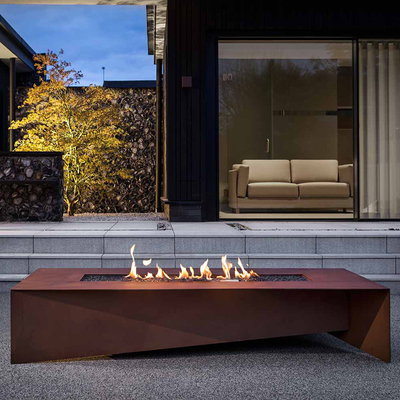 Combustione di legno della Tabella a 72 pollici di Rusty Rectangular Corten Steel Fire