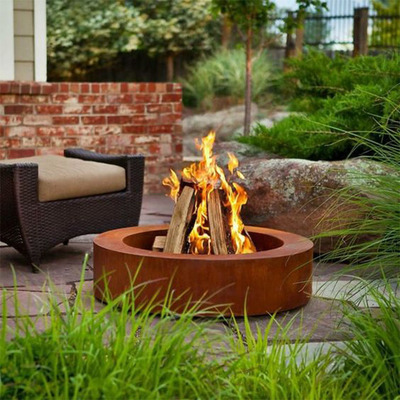 Combustione d'acciaio di Pit Camping For Outside Wood del fuoco di Corten del giardino all'aperto rotondo