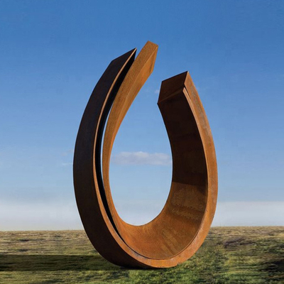 Grandi statue del metallo dell'estratto della scultura d'acciaio astratta moderna di Ring Rustic Corten