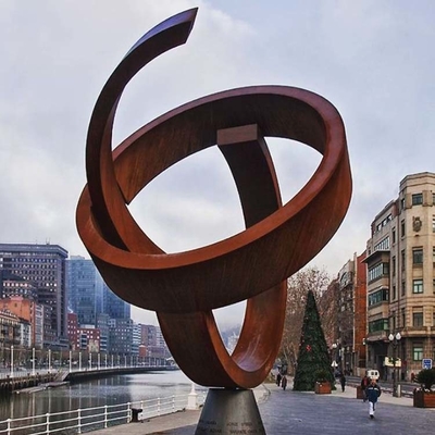 Grandi statue del metallo dell'estratto della scultura d'acciaio astratta moderna di Ring Rustic Corten