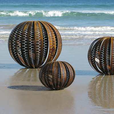 Metallo d'acciaio Art Statues della scultura di Corten della cavità della sfera astratta fuori