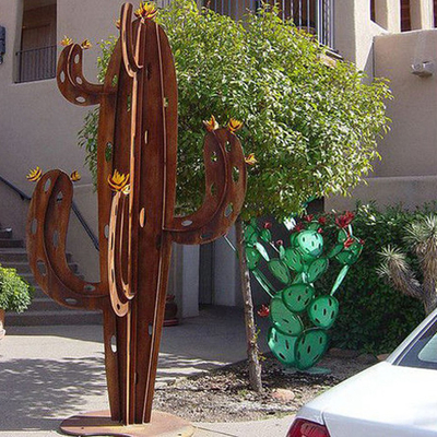 Iarda d'acciaio Art Natural Rusted del metallo del cactus della scultura di Corten del paesaggio del giardino
