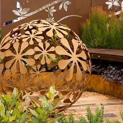 Metallo d'acciaio Art Statues della scultura di Corten della cavità della sfera astratta fuori